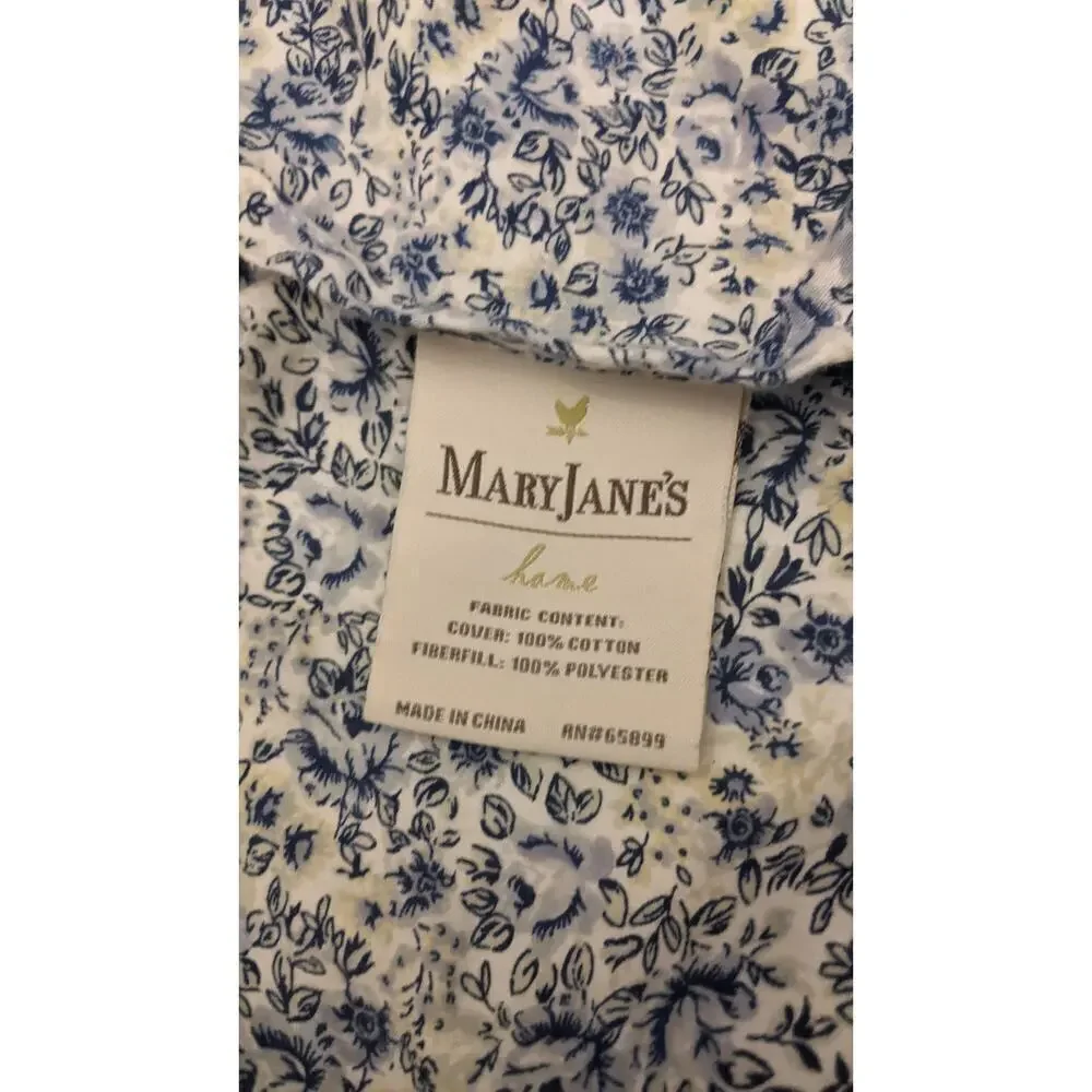 Mary Jane's Farm Blue and White Floral Decorative Pillow Sham Cotton Exterior